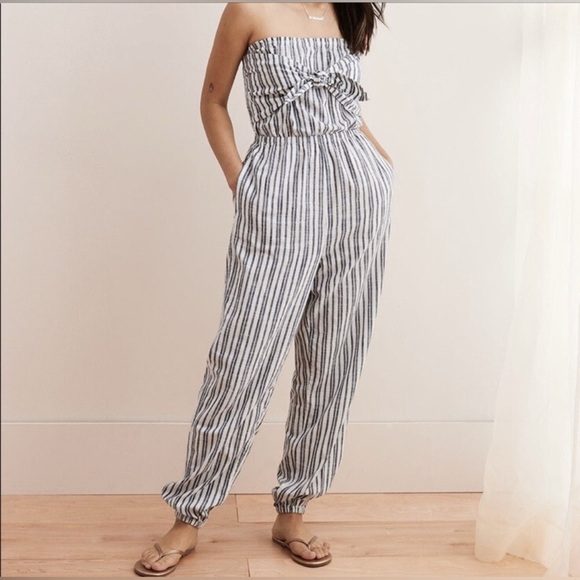Aerie Striped Strapless Jumpsuit - Picture 1 of 7
